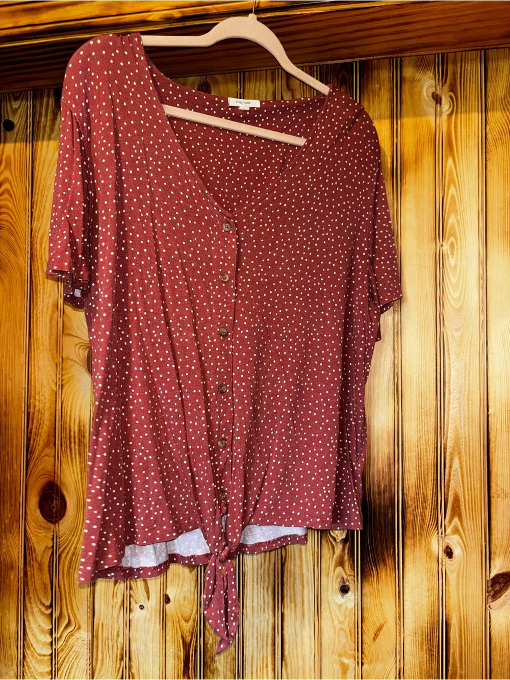 Maurice’s Women’s Polka Dot Tie-Front Top in Rust